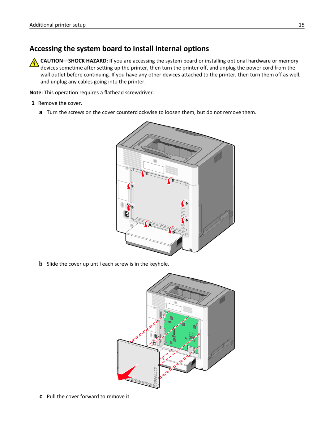 Lexmark 25A0591, C736 manual Accessing the system board to install internal options 