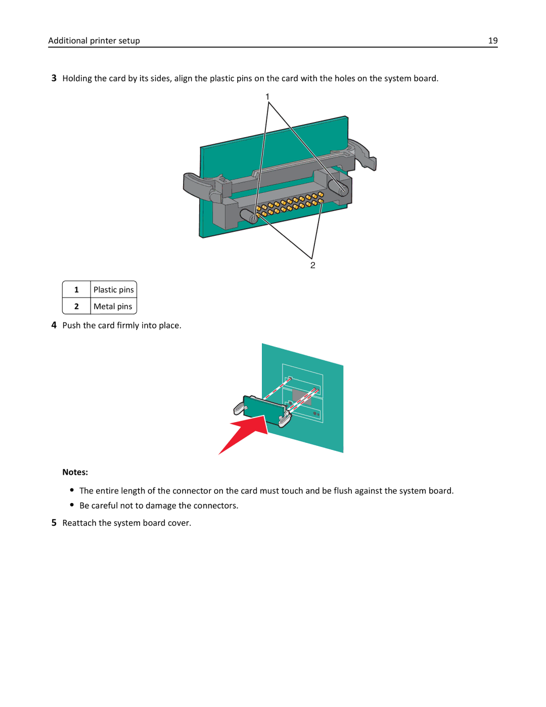 Lexmark 25A0591, C736 manual Plastic pins, Metal pins 