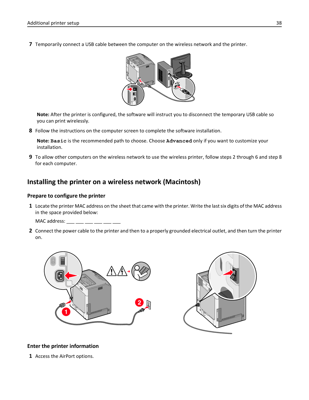 Lexmark C736, 25A0591 manual Installing the printer on a wireless network Macintosh, Prepare to configure the printer 