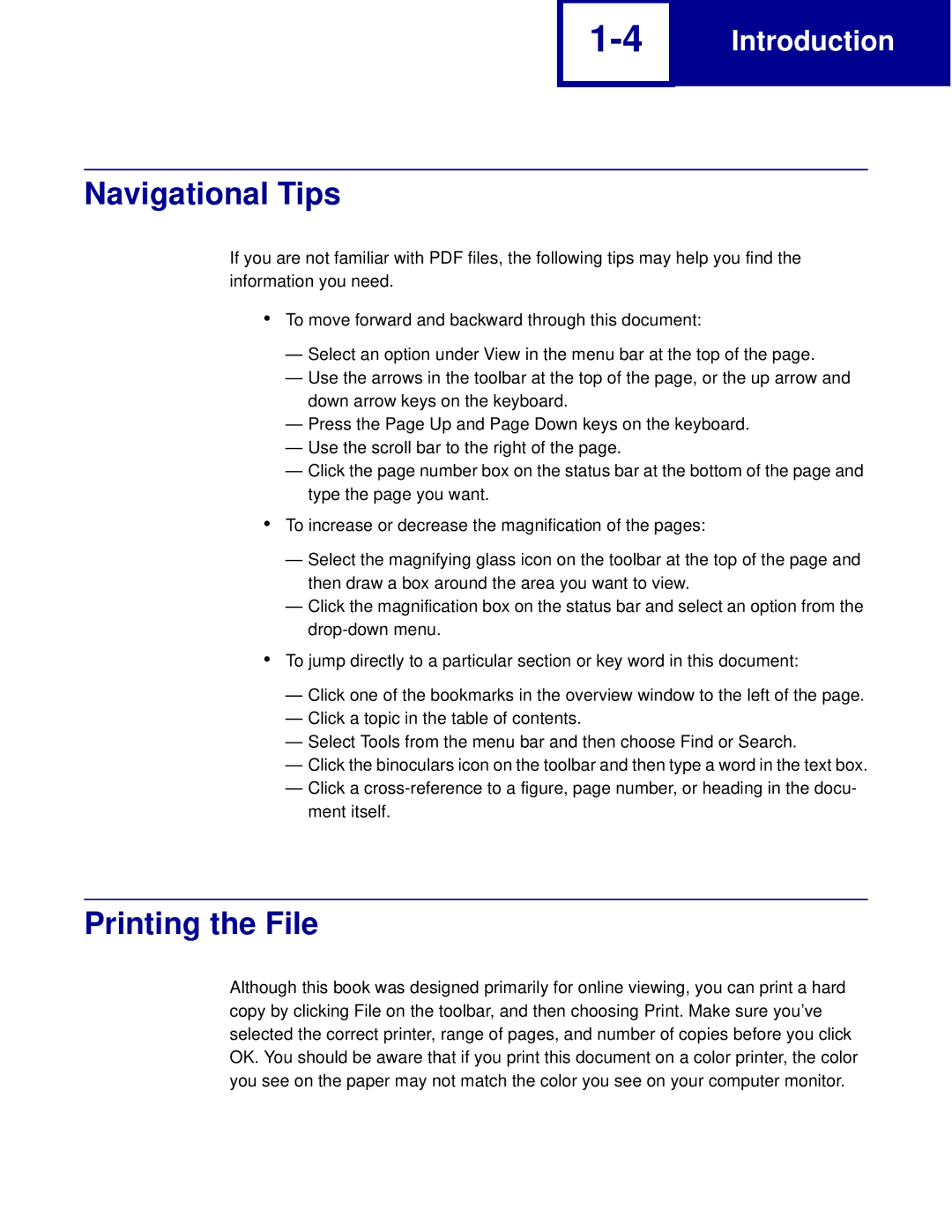 Lexmark C762, C760 manual Navigational Tips, Printing the File 