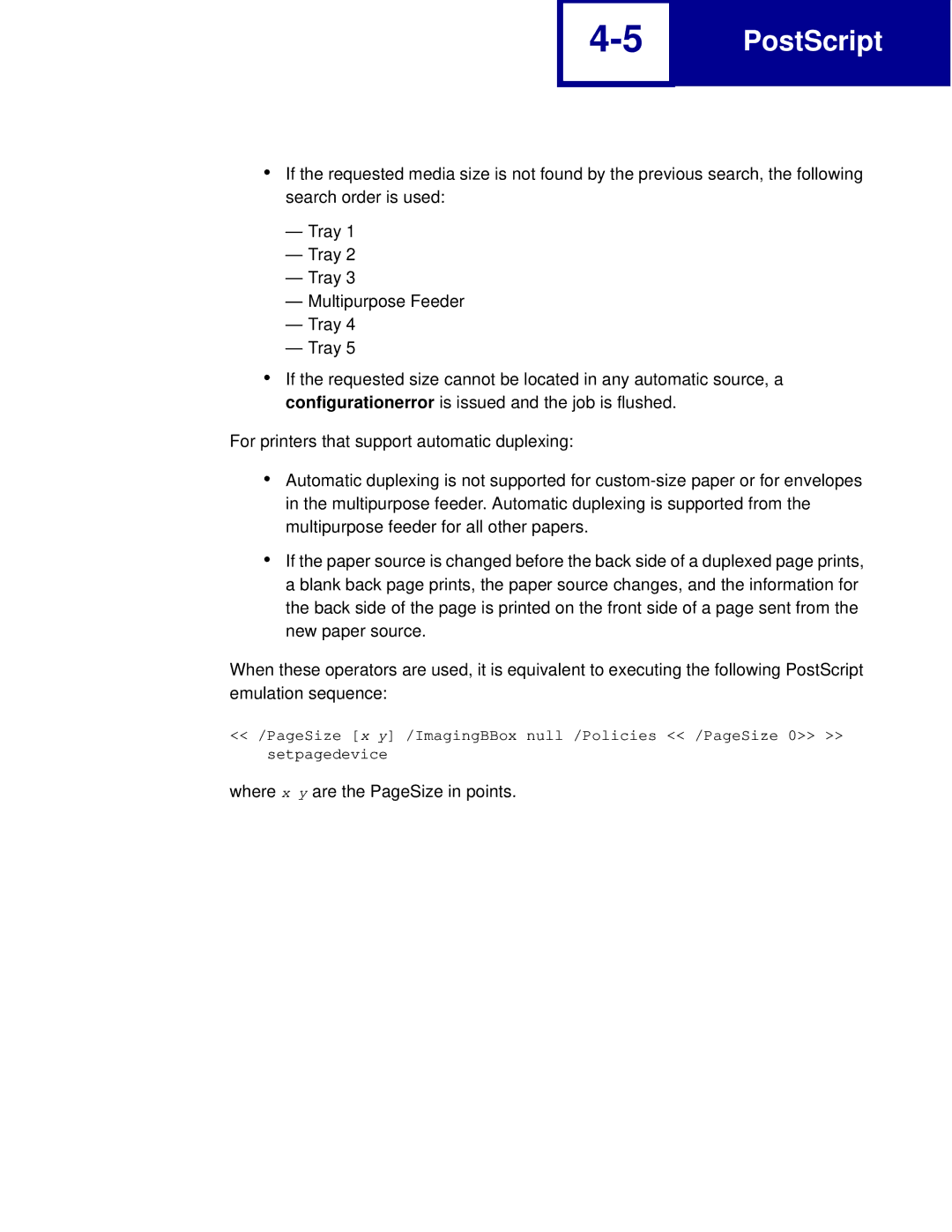 Lexmark C760, C762 manual Where x y are the PageSize in points 