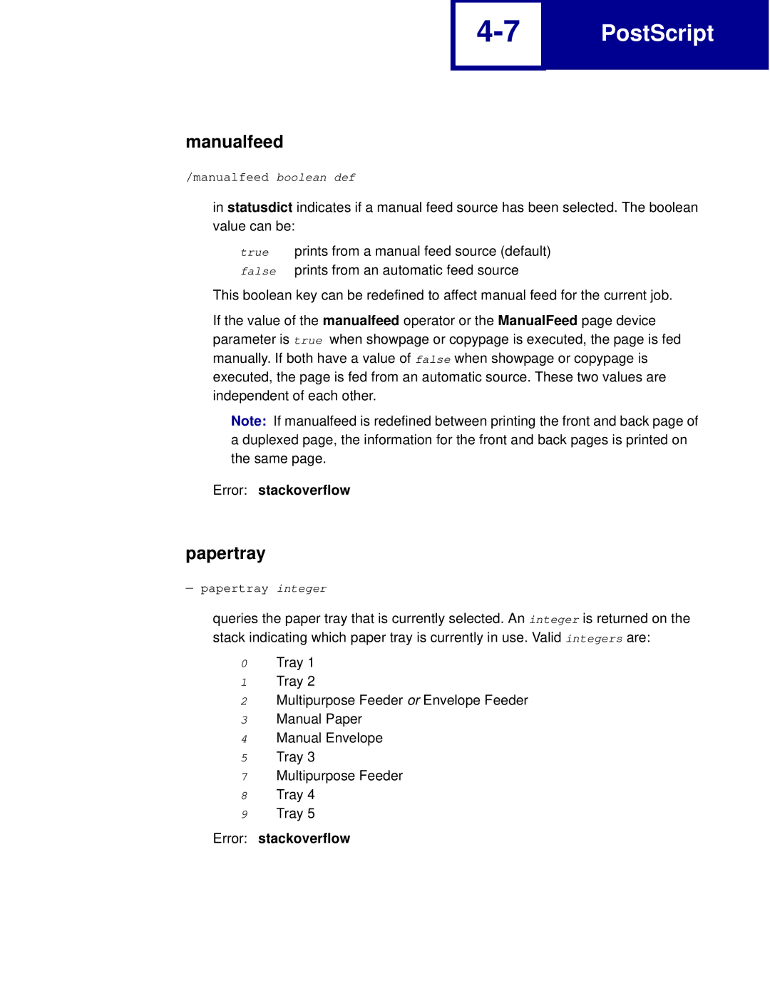 Lexmark C760, C762 manual Manualfeed, Papertray 