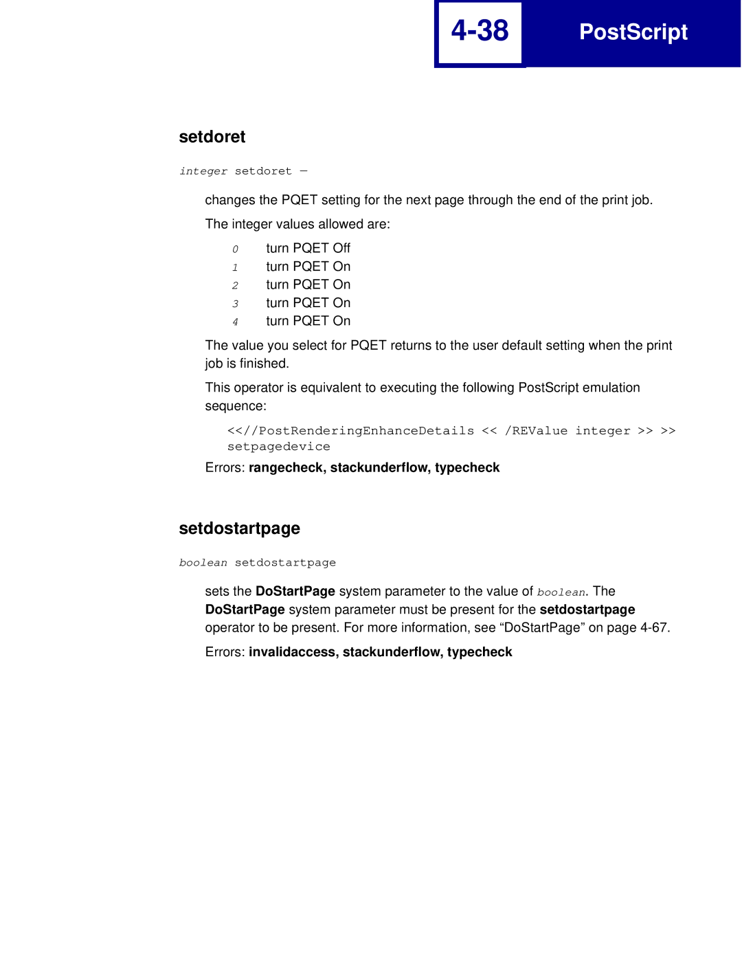 Lexmark C762, C760 manual Setdoret, Setdostartpage 