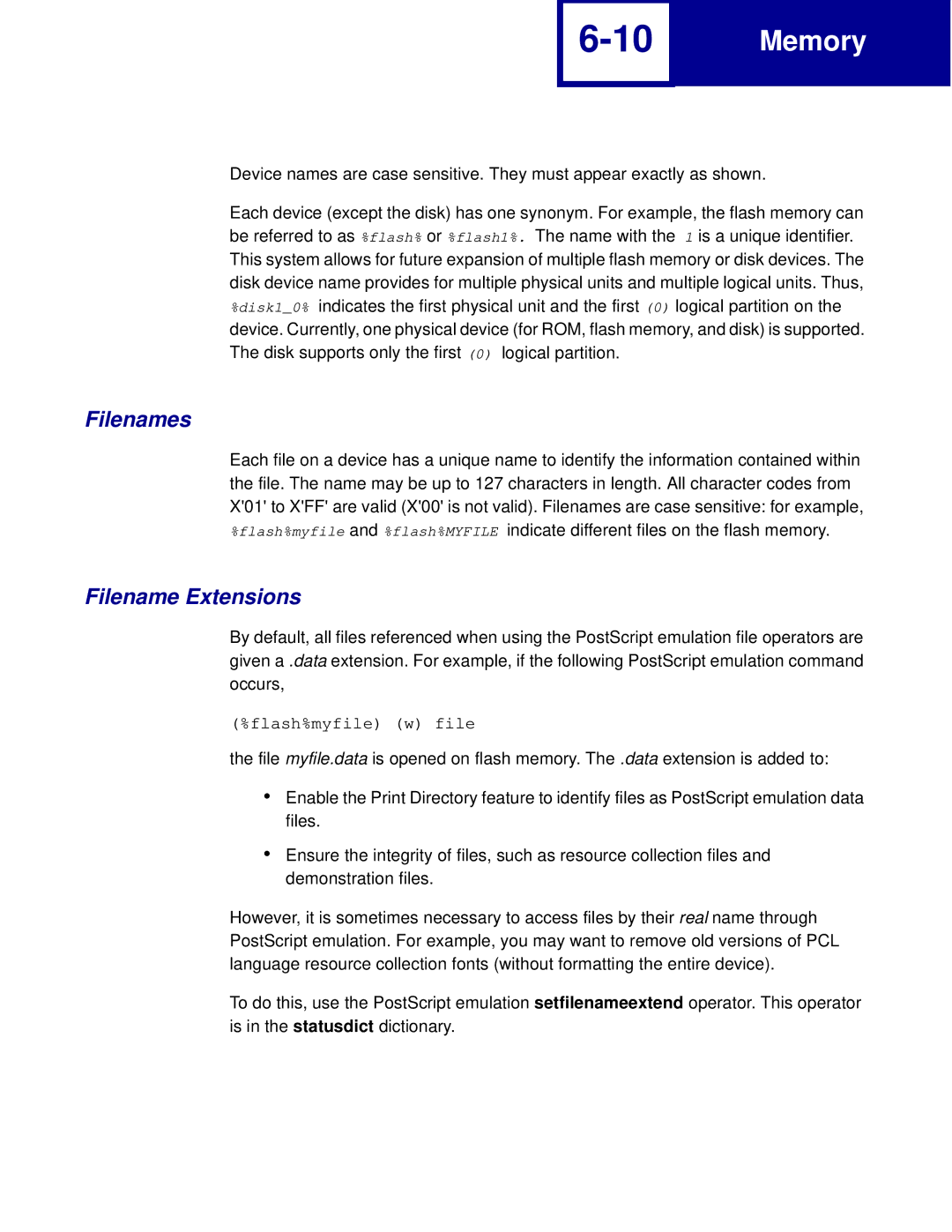 Lexmark C762, C760 manual Filenames, Filename Extensions 