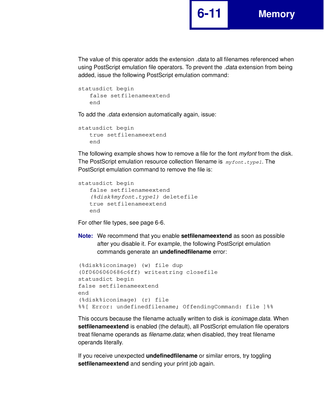 Lexmark C760, C762 manual To add the .data extension automatically again, issue 