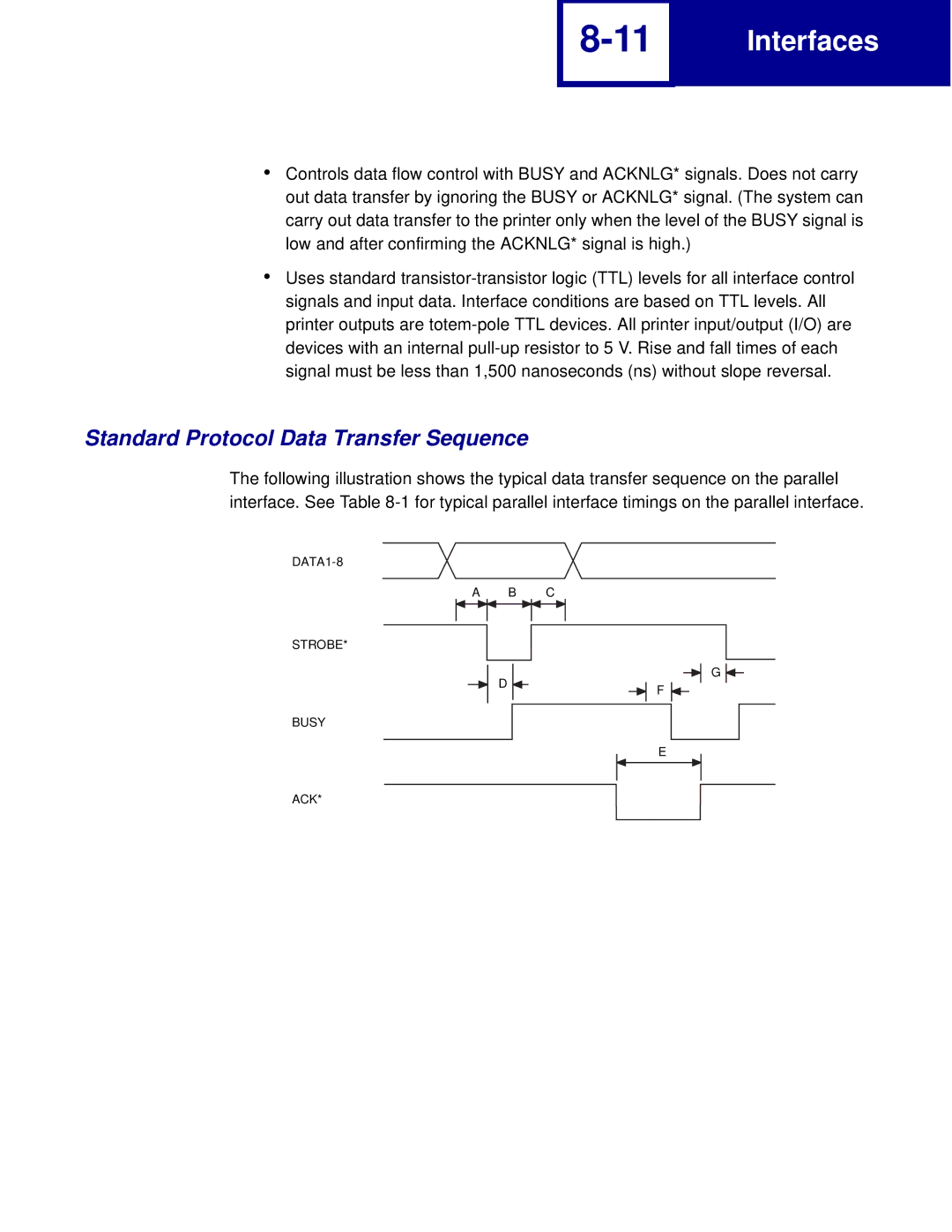 Lexmark C762, C760 manual Standard Protocol Data Transfer Sequence 