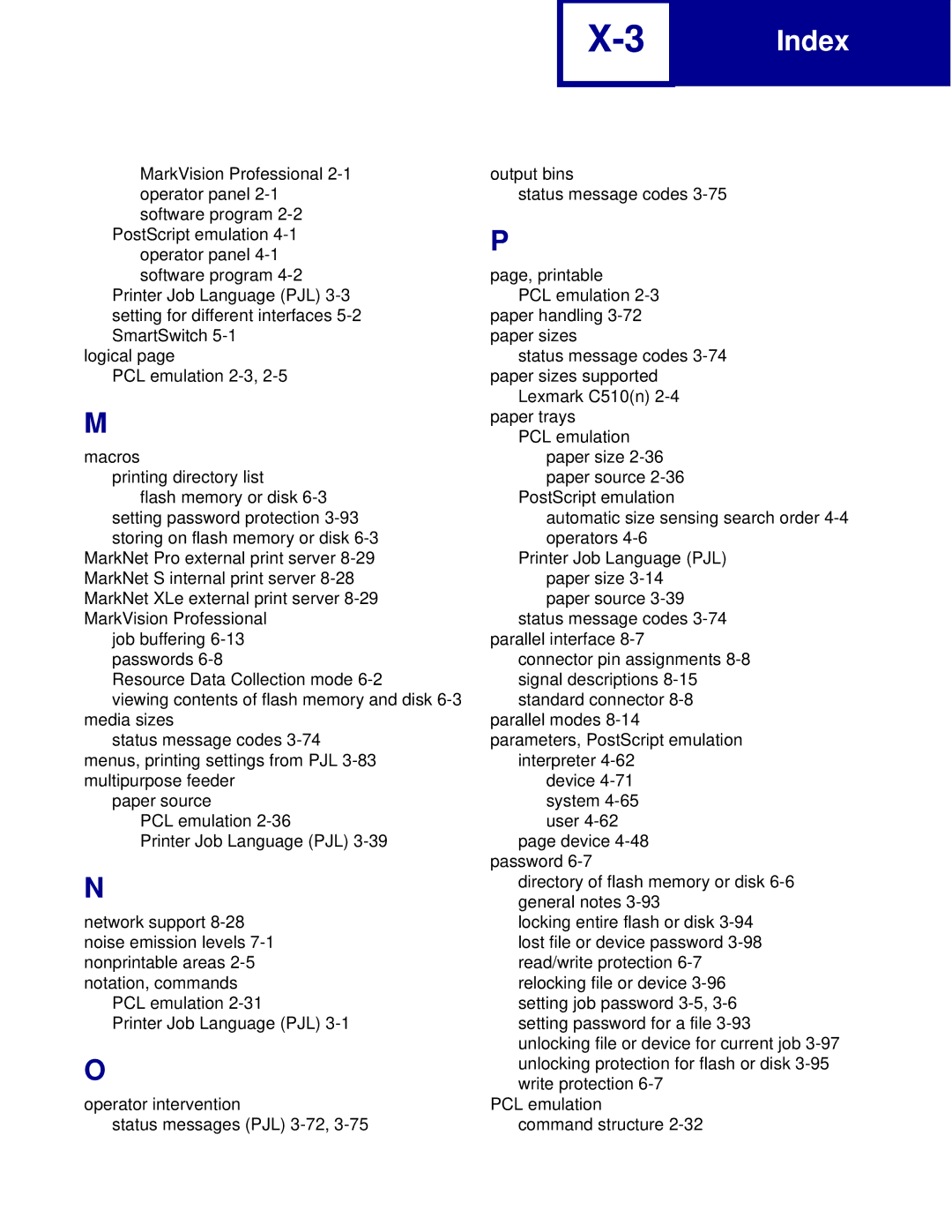 Lexmark C760, C762 manual Index 