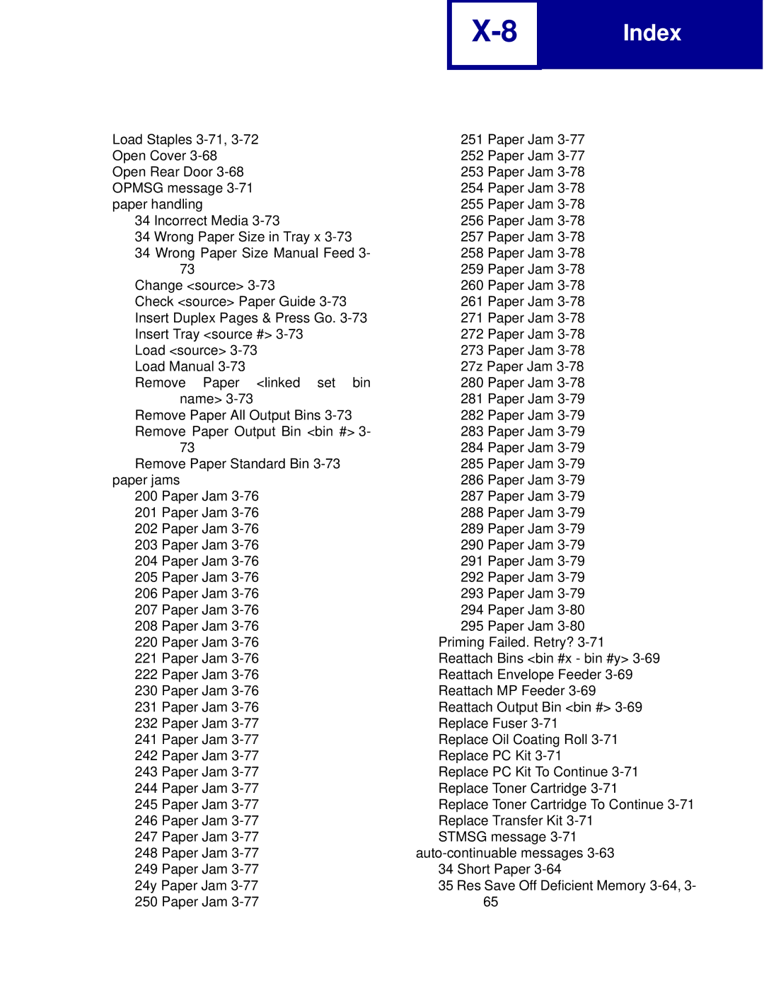 Lexmark C762, C760 manual Index 