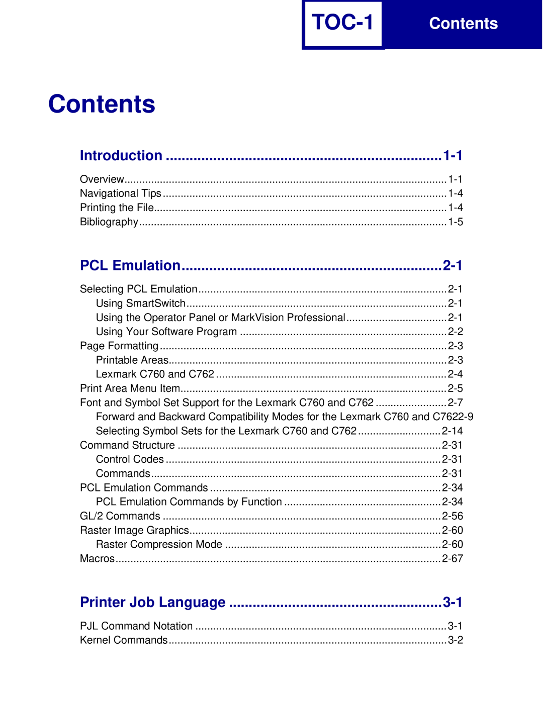 Lexmark C760, C762 manual Contents 