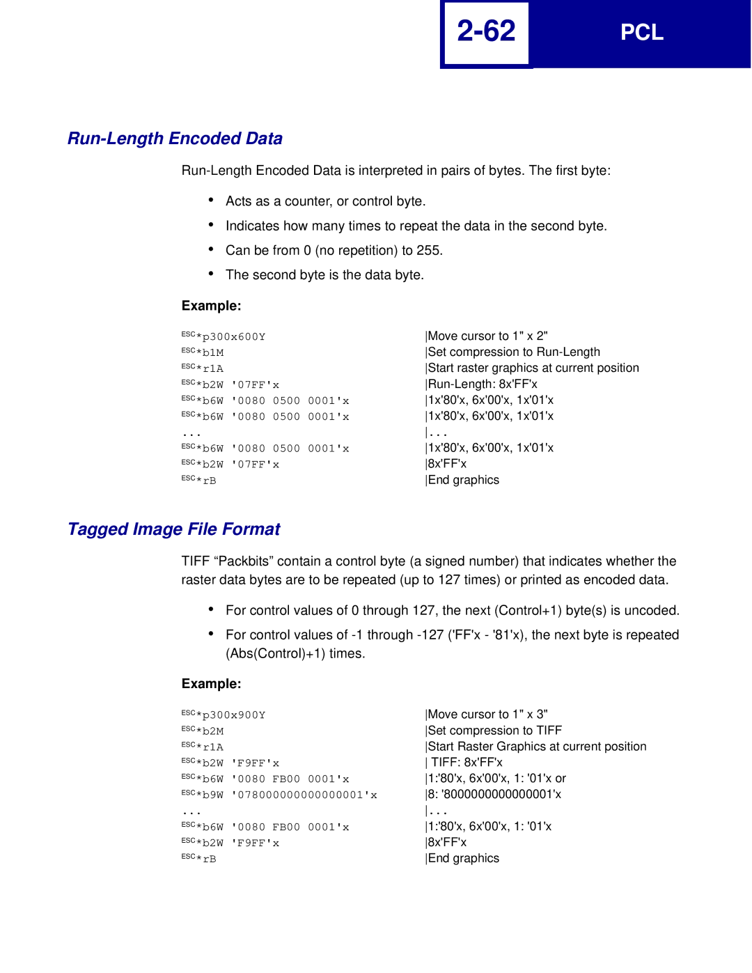 Lexmark C760, C762 manual Run-Length Encoded Data, Tagged Image File Format 