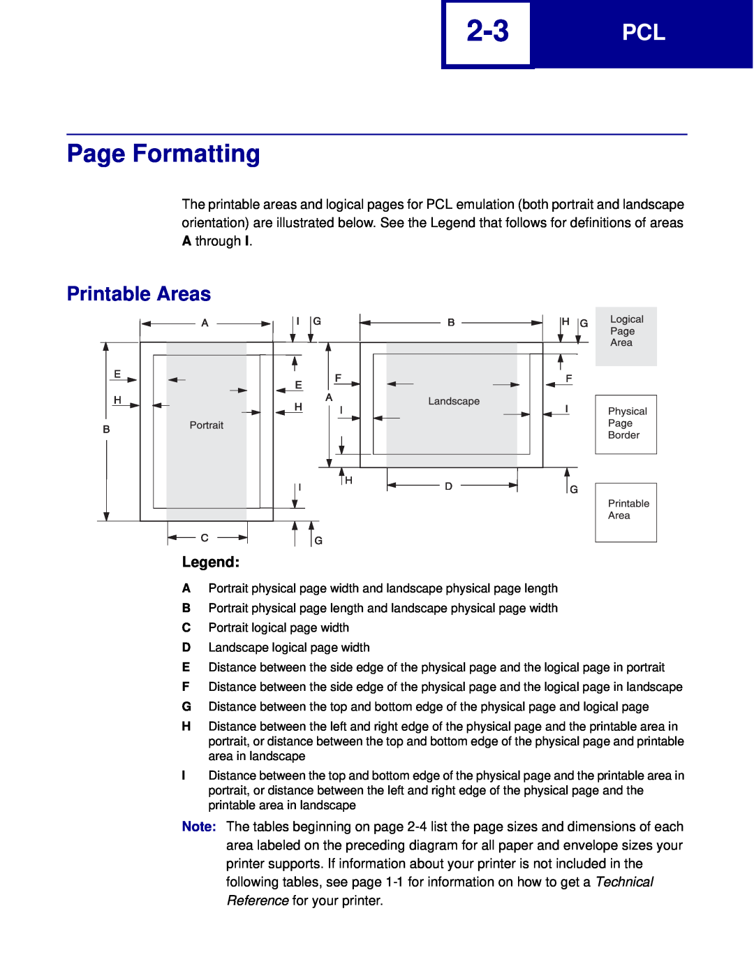 Lexmark C762, C760 manual Page Formatting, Printable Areas 