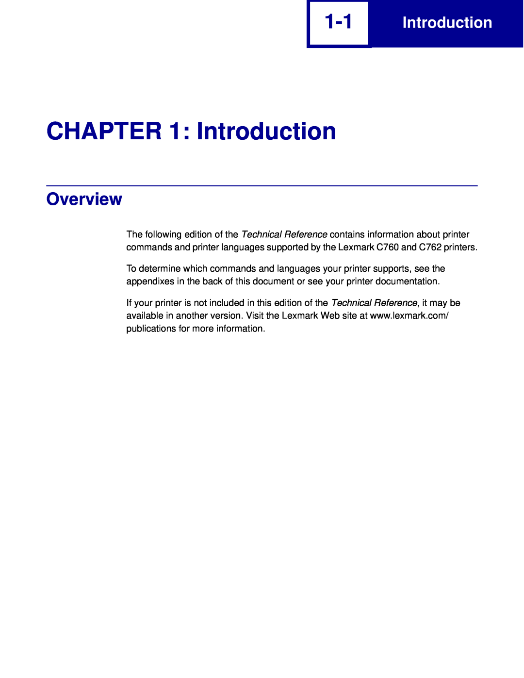 Lexmark C760, C762 manual Introduction, Overview 