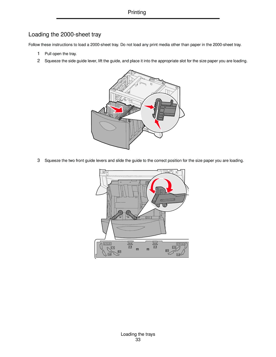 Lexmark C772, C770 manual Loading the 2000-sheet tray 