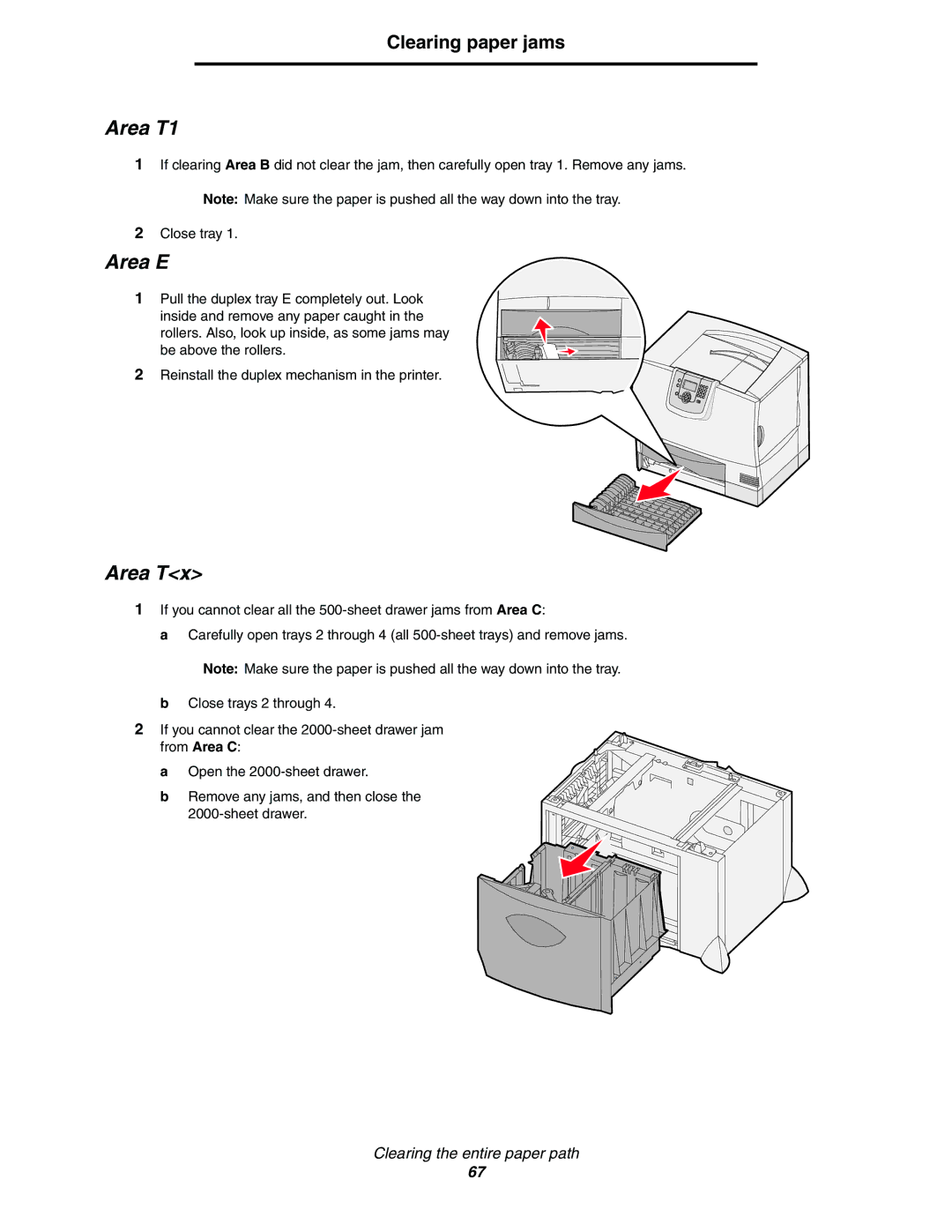 Lexmark C772, C770 manual Area T1, Area E, Area Tx 