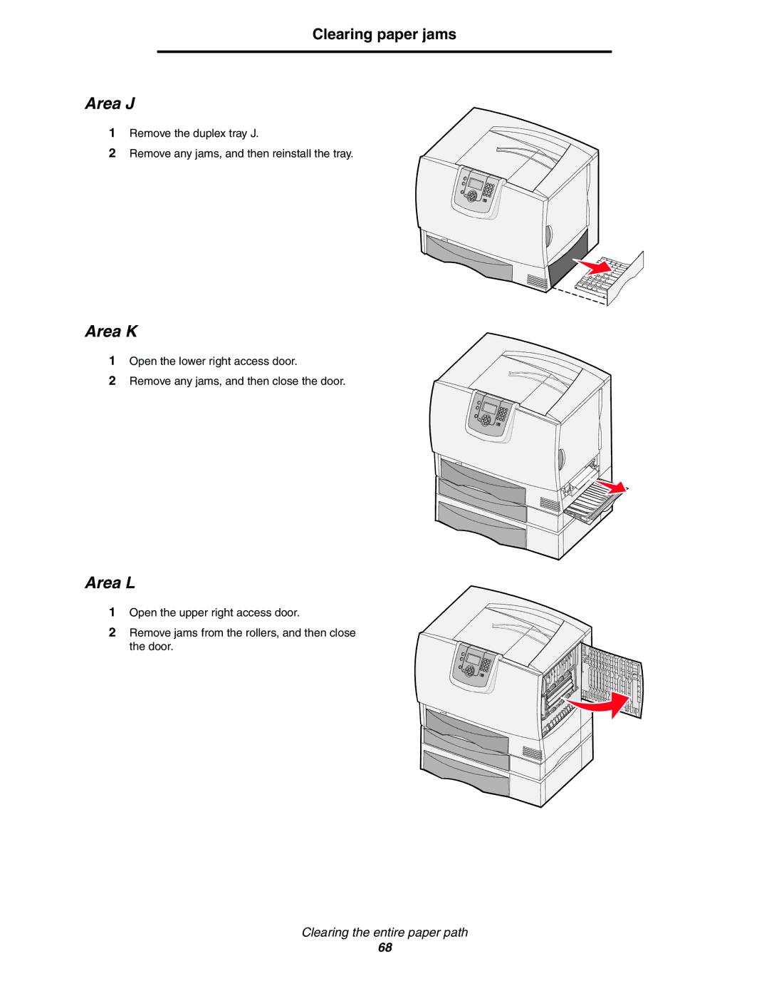 Lexmark C770, C772 manual Area J, Area K, Area L 