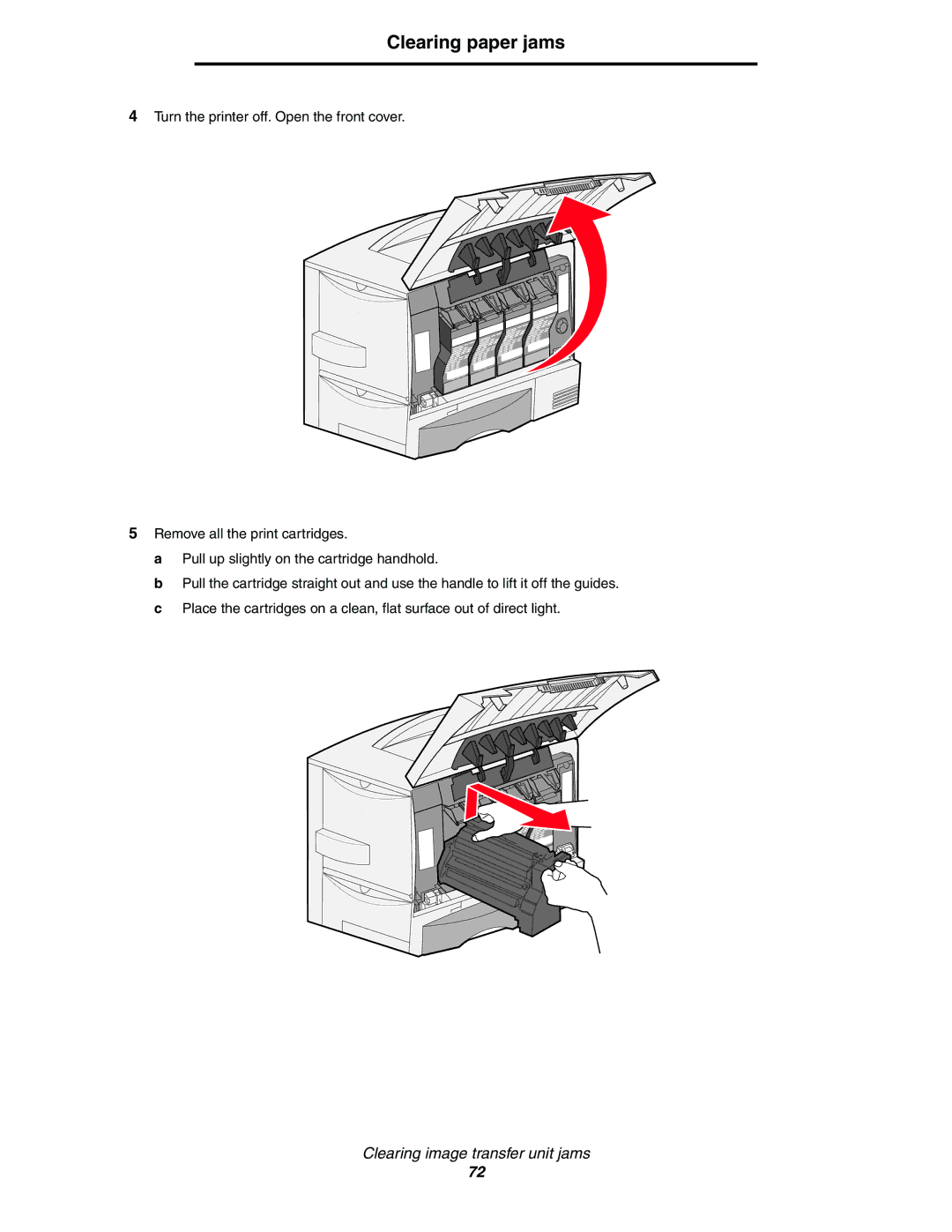 Lexmark C770, C772 manual Clearing paper jams 