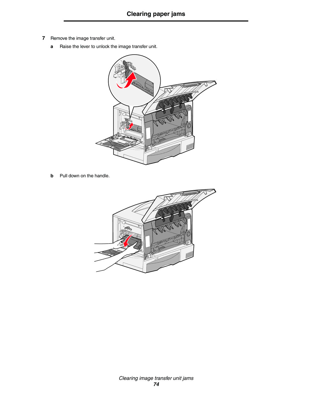 Lexmark C770, C772 manual Clearing paper jams 