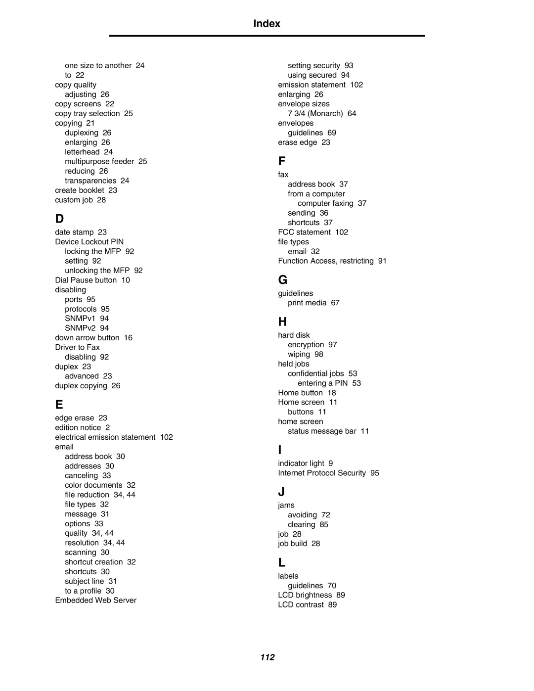 Lexmark C77x manual Index 