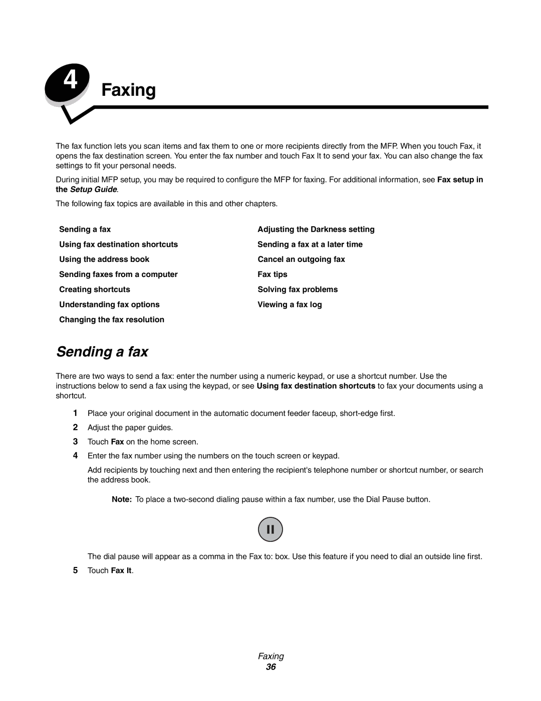 Lexmark C77x manual Faxing, Sending a fax 