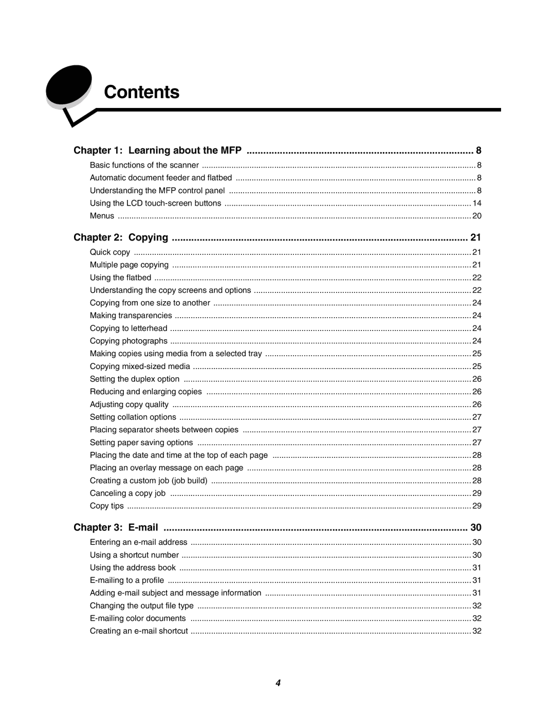 Lexmark C77x manual Contents 