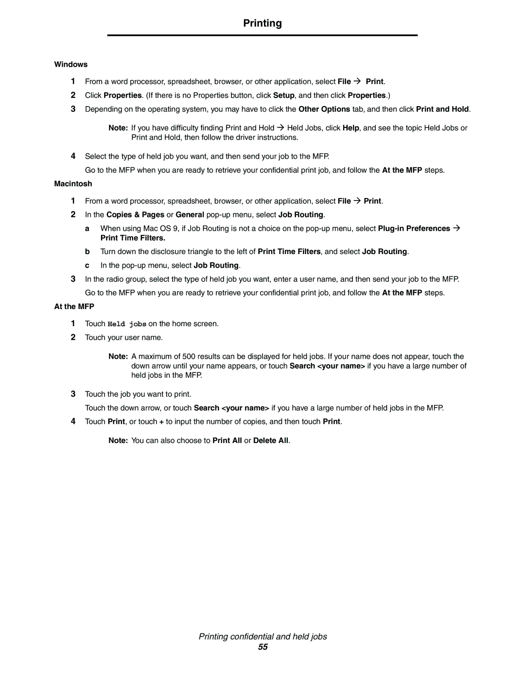 Lexmark C77x manual Printing 