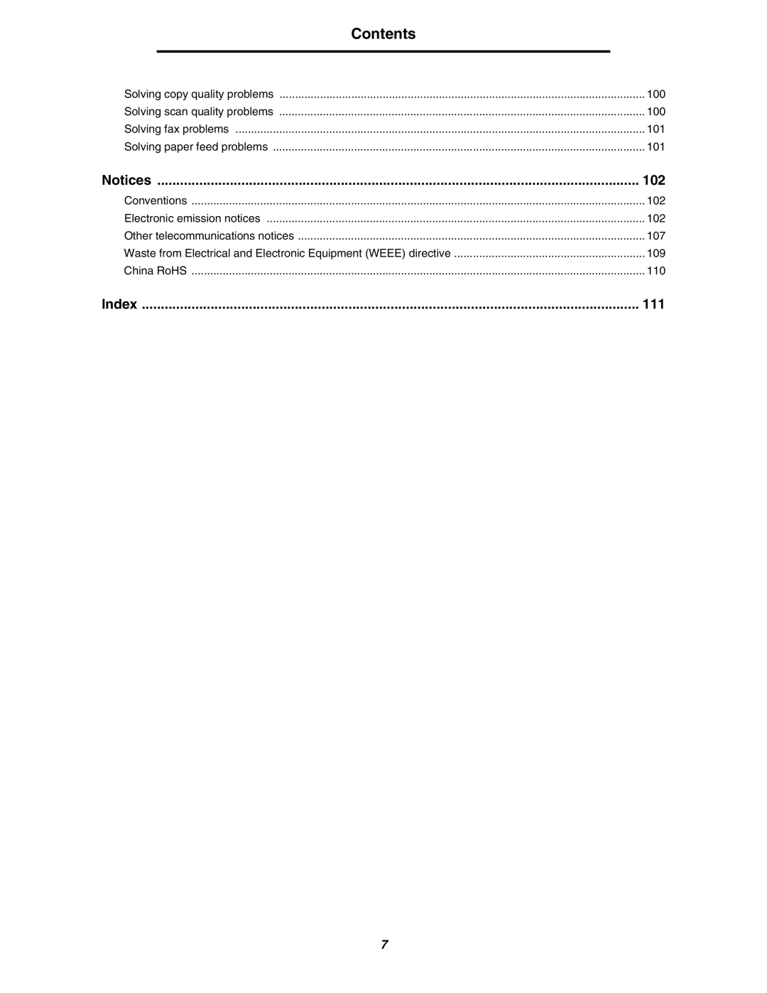 Lexmark C77x manual Index 111 