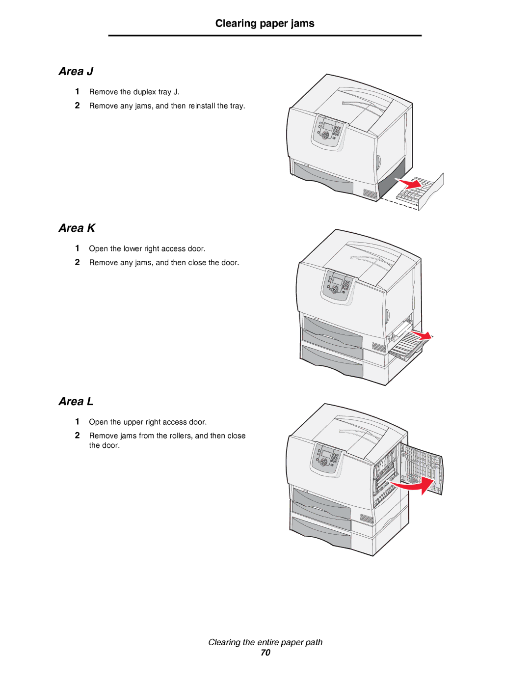 Lexmark C780, C782 manual Area J, Area K, Area L 