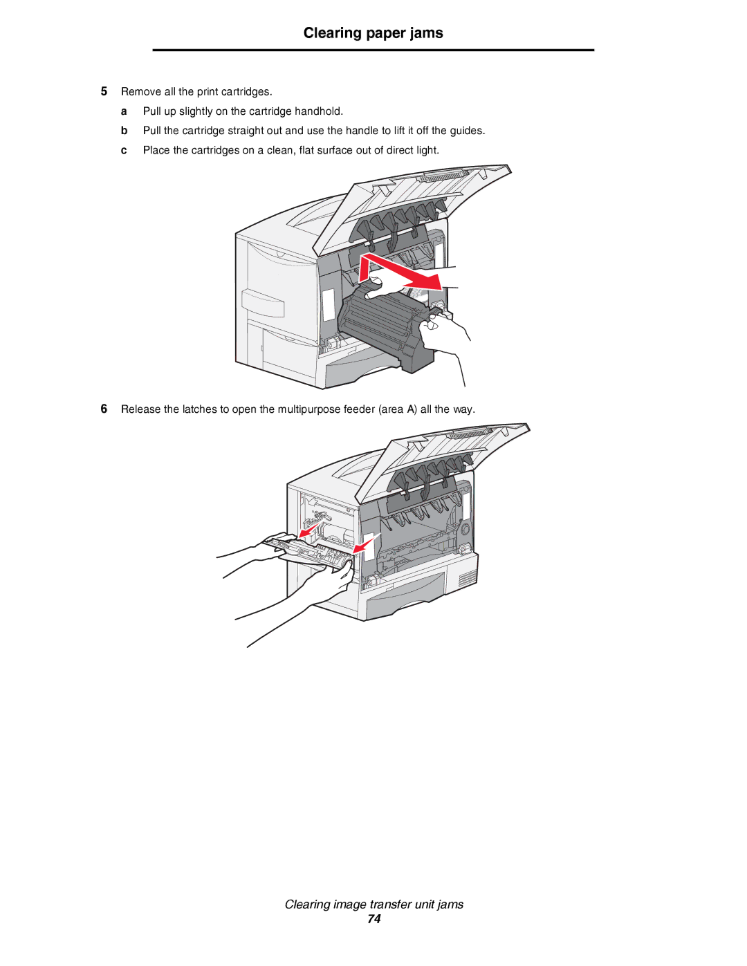 Lexmark C780, C782 manual Clearing paper jams 