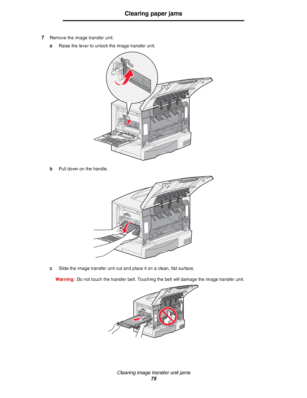 Lexmark C780, C782 manual Clearing paper jams 