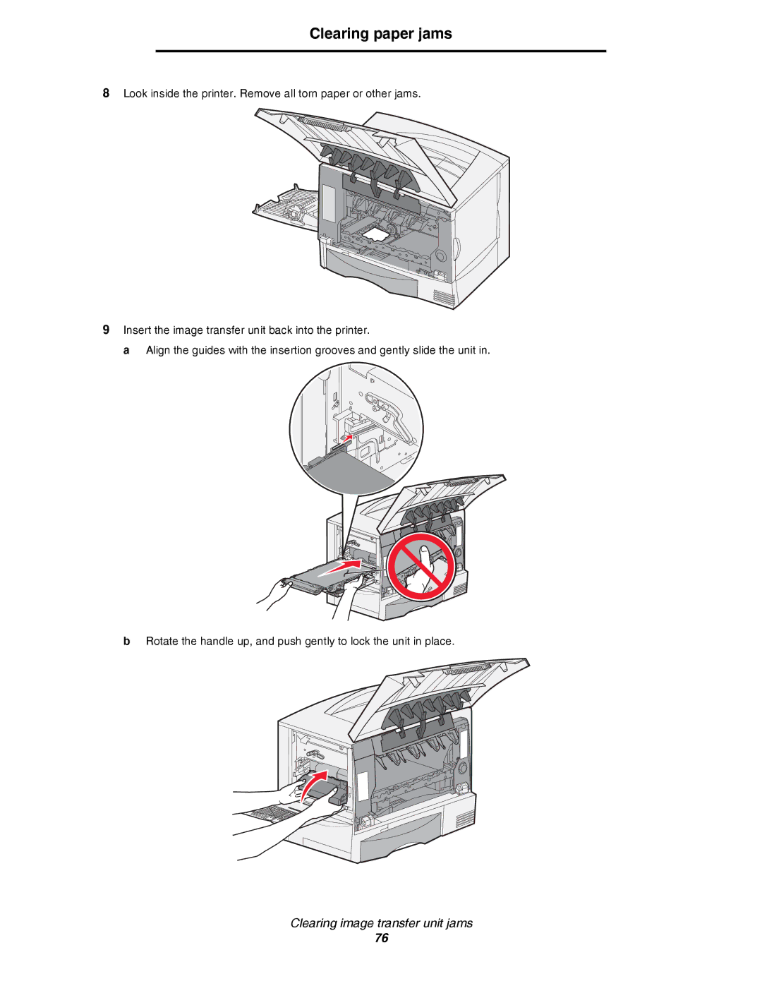 Lexmark C780, C782 manual Clearing paper jams 