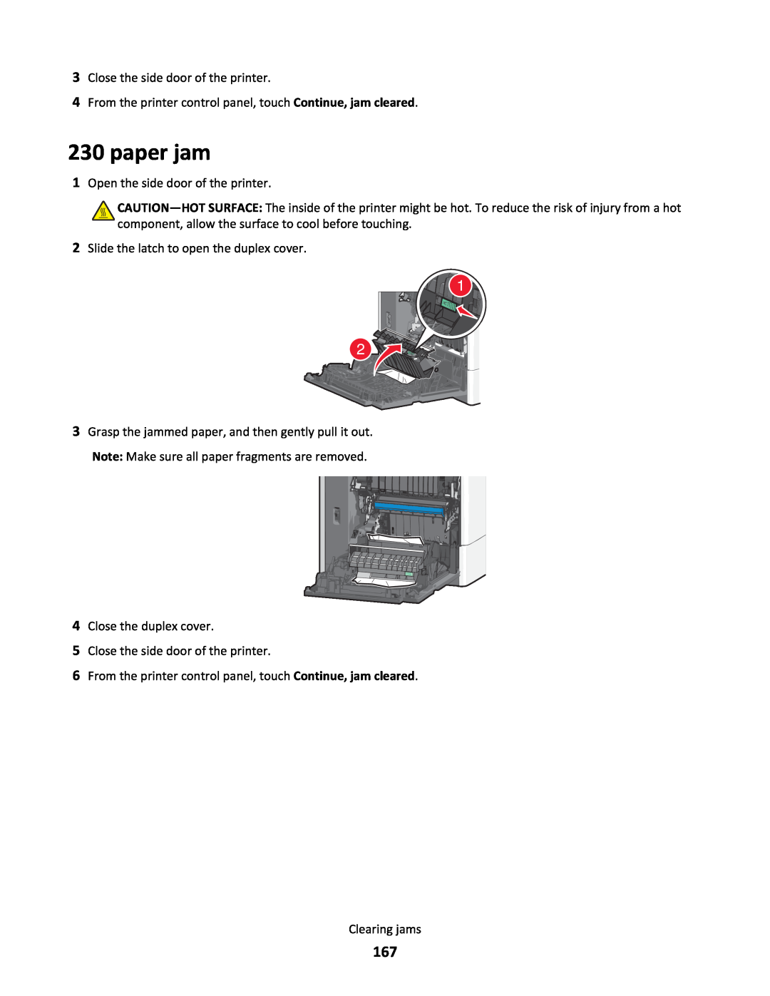 Lexmark C790 manual paper jam 