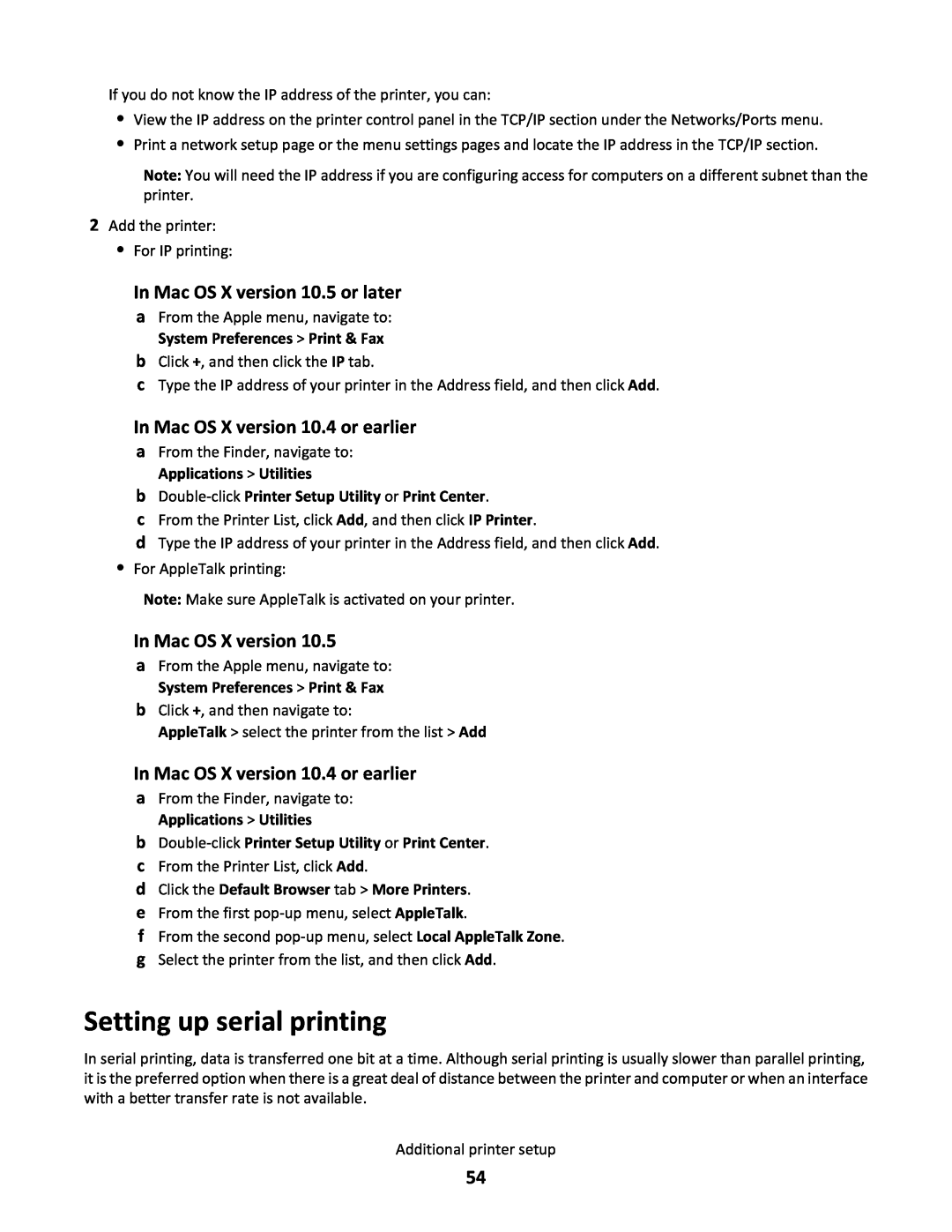 Lexmark C790 manual Setting up serial printing, b Double-click Printer Setup Utility or Print Center, In Mac OS X version 
