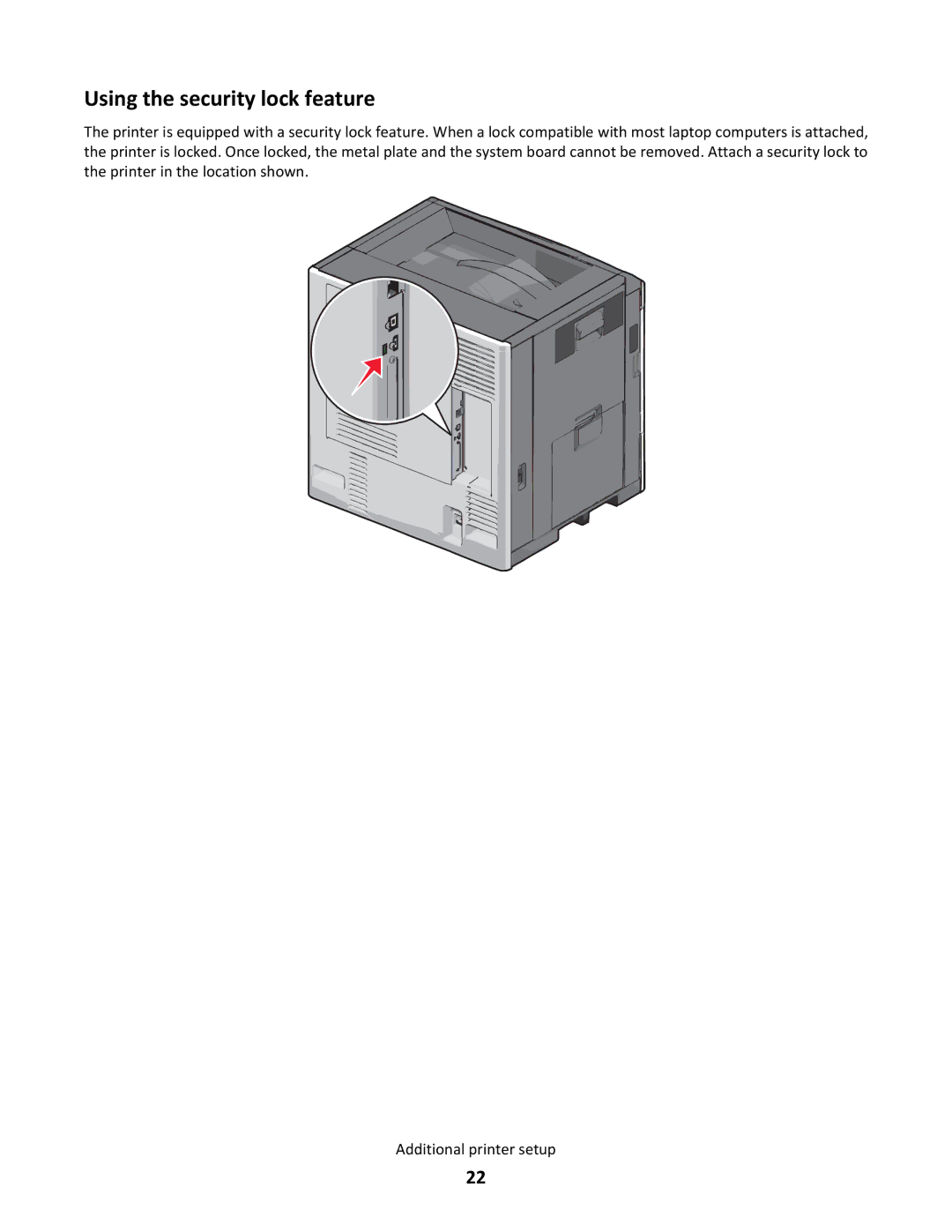 Lexmark C790 manual Using the security lock feature 