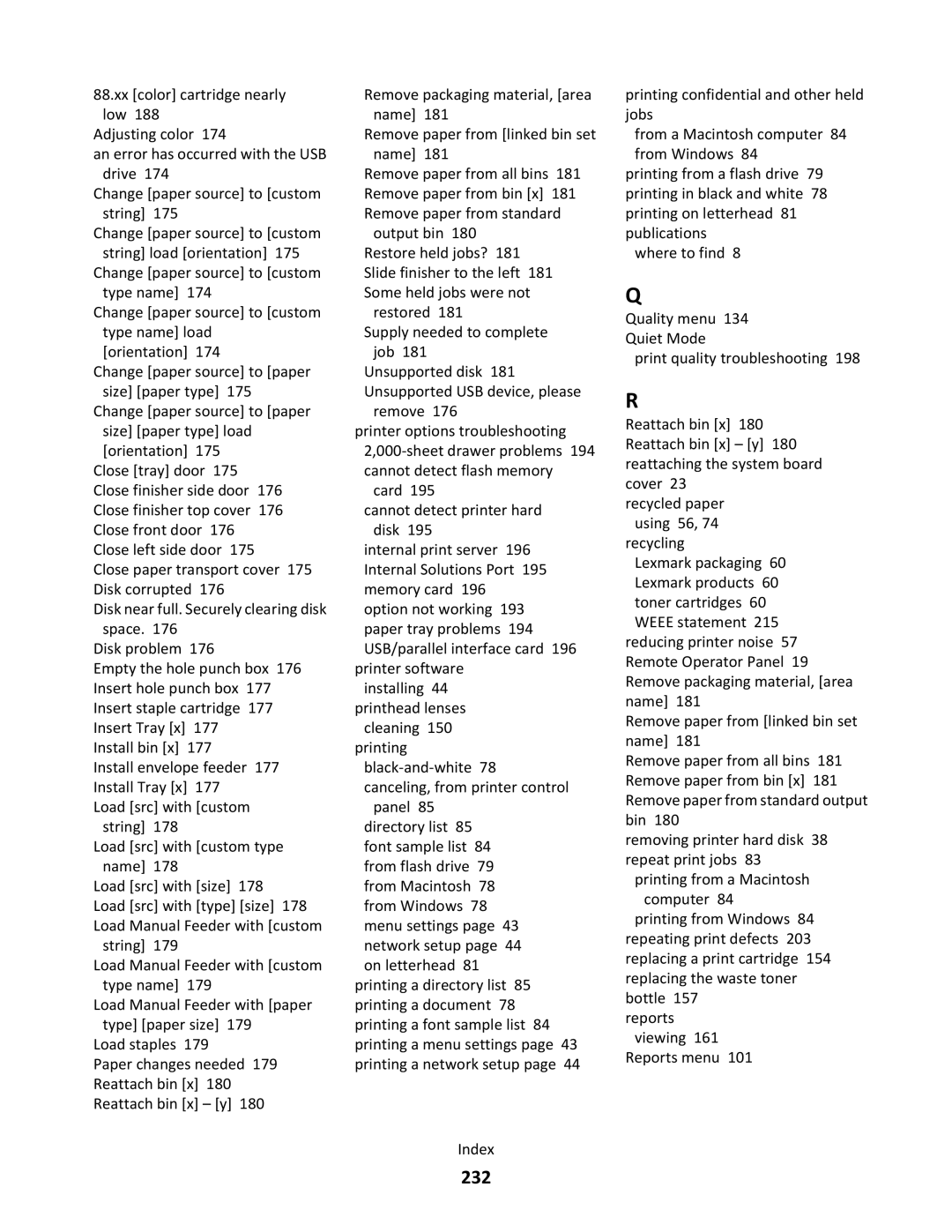 Lexmark C790 manual 232 