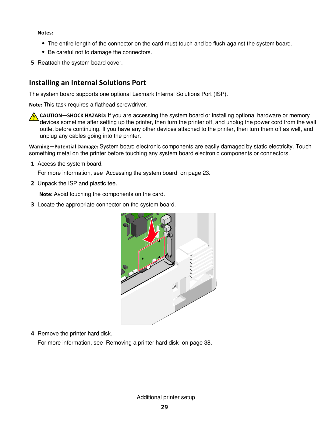 Lexmark C790 manual Installing an Internal Solutions Port 