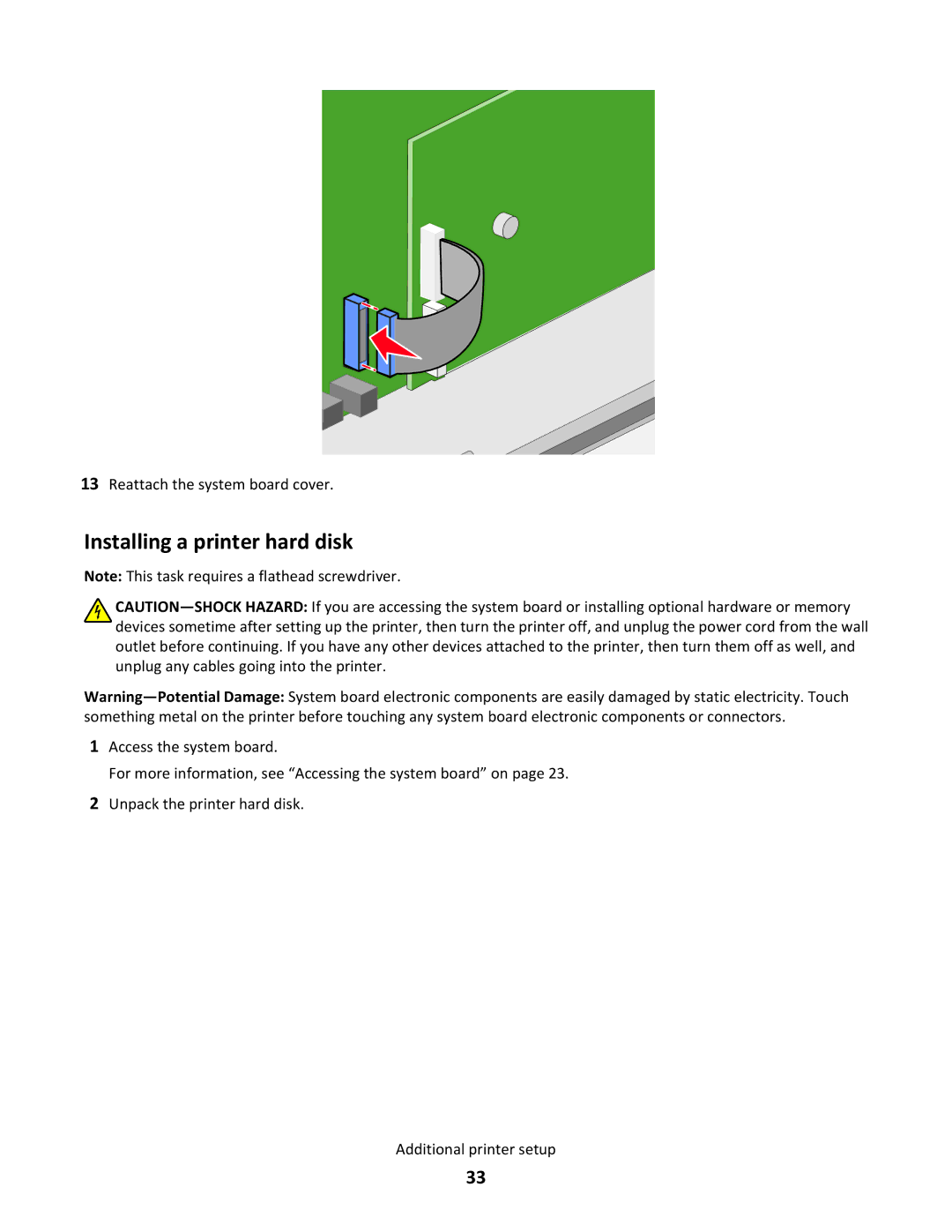 Lexmark C790 manual Installing a printer hard disk 