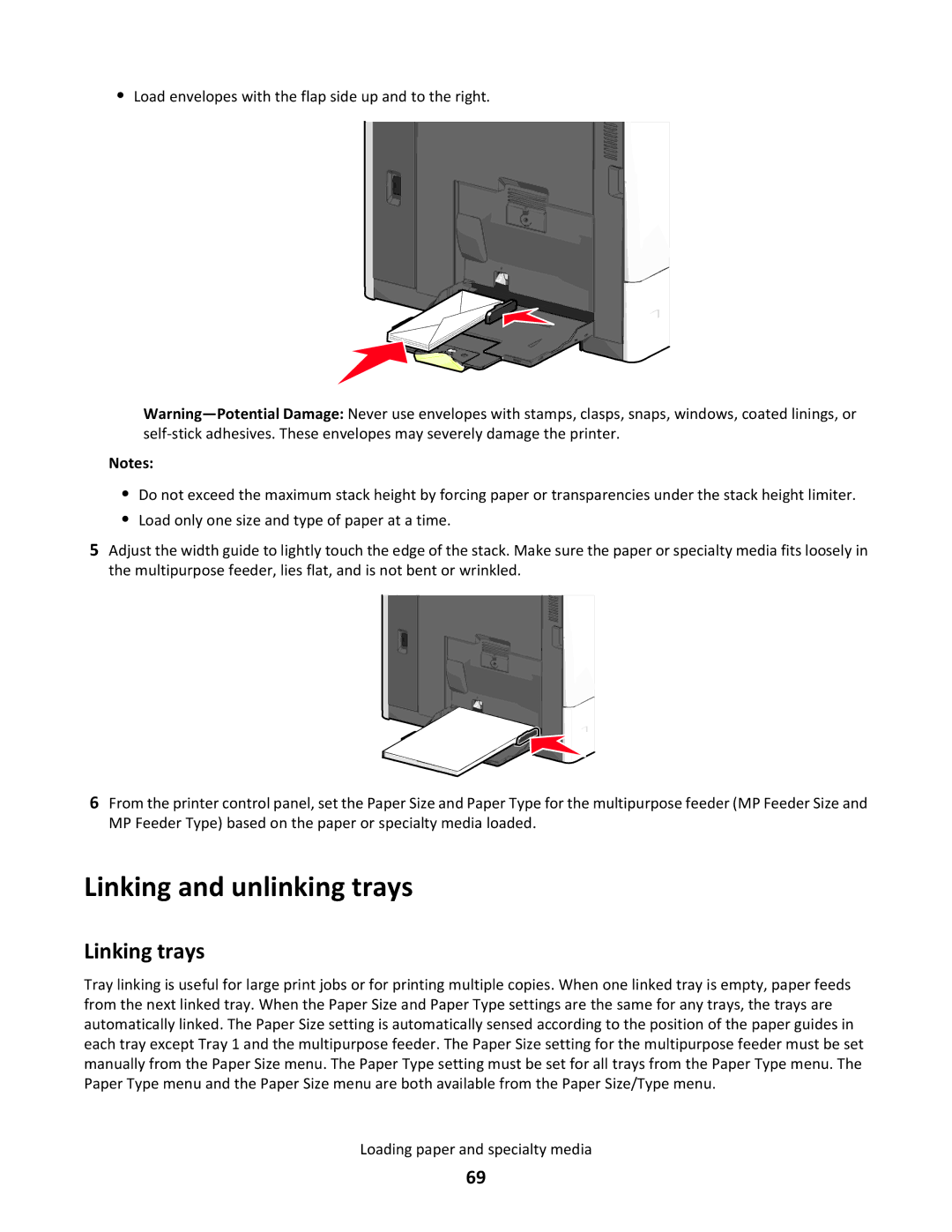 Lexmark C790 manual Linking and unlinking trays, Linking trays 