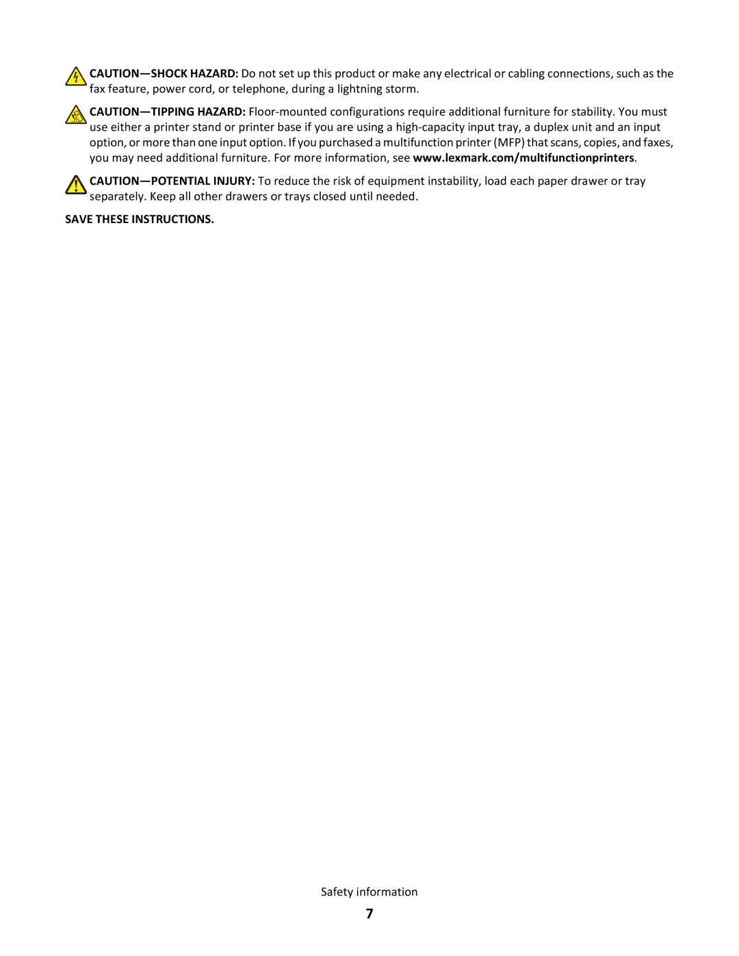 Lexmark C790 manual Safety information 