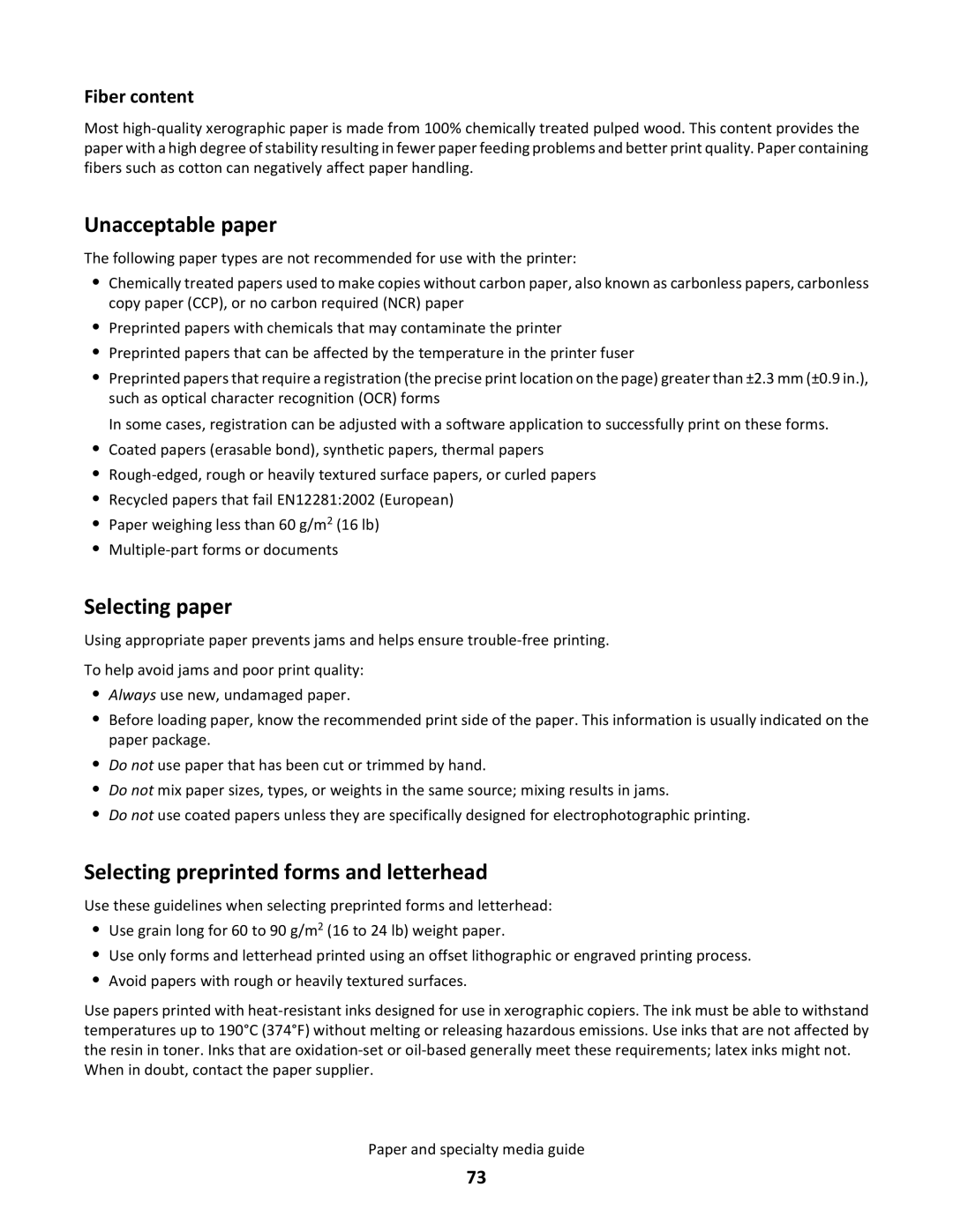 Lexmark C790 manual Selecting preprinted forms and letterhead 