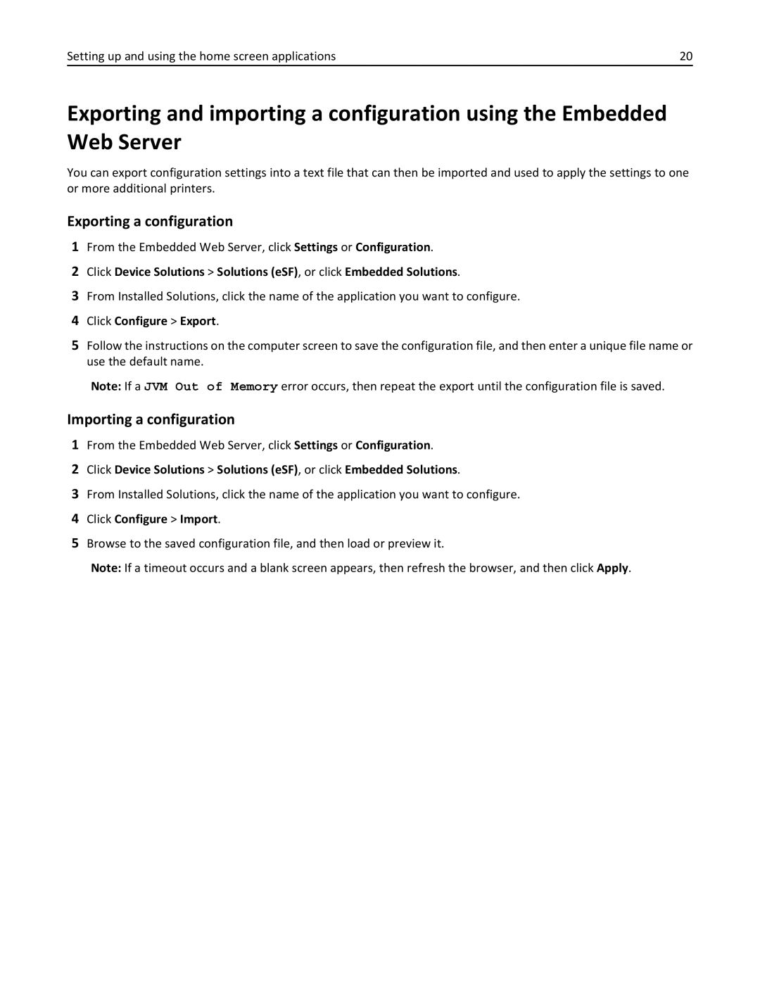 Lexmark 030, C925, 24Z0000 manual Click Configure Export, Click Configure Import 