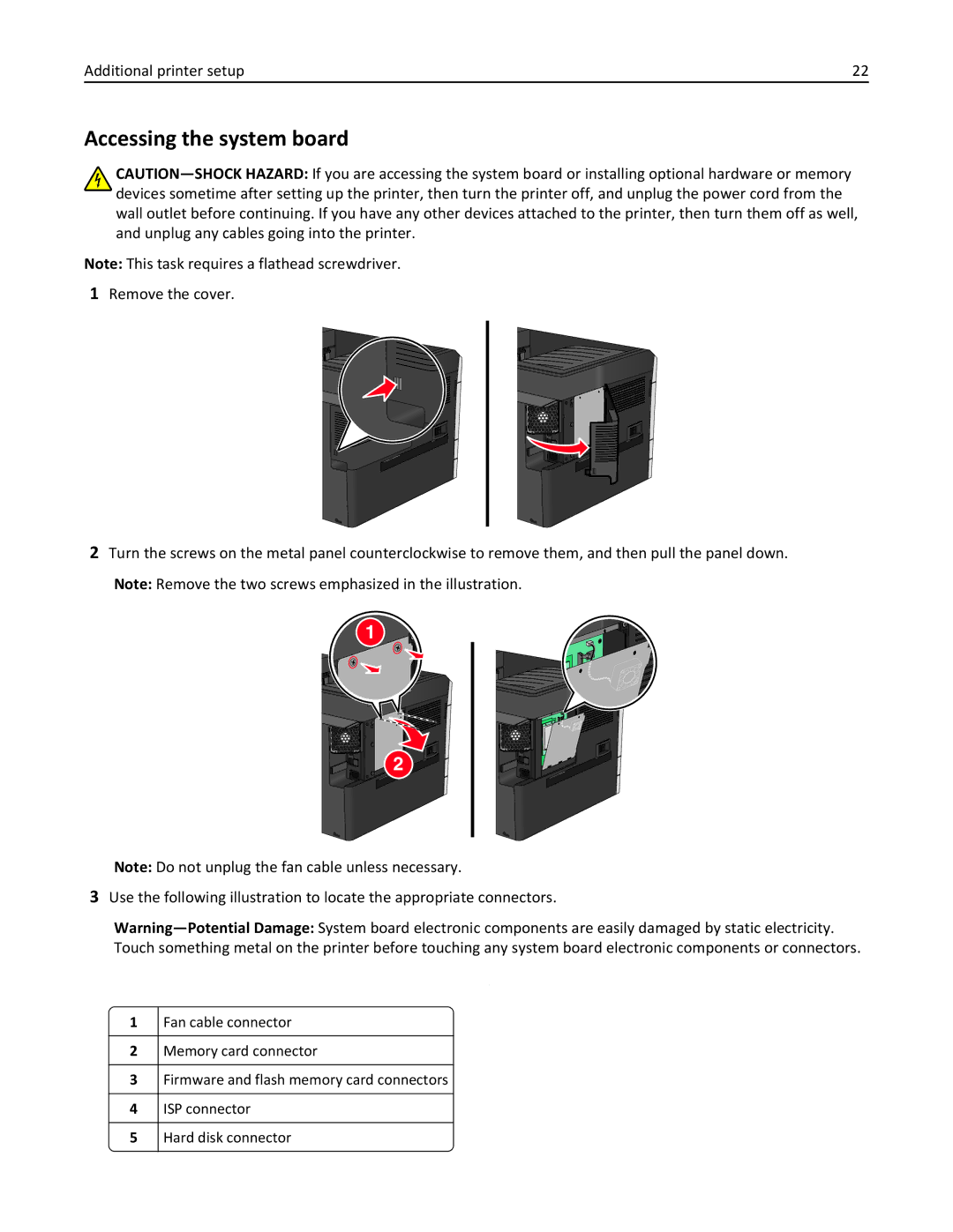 Lexmark 24Z0000, C925, 030 manual Accessing the system board 