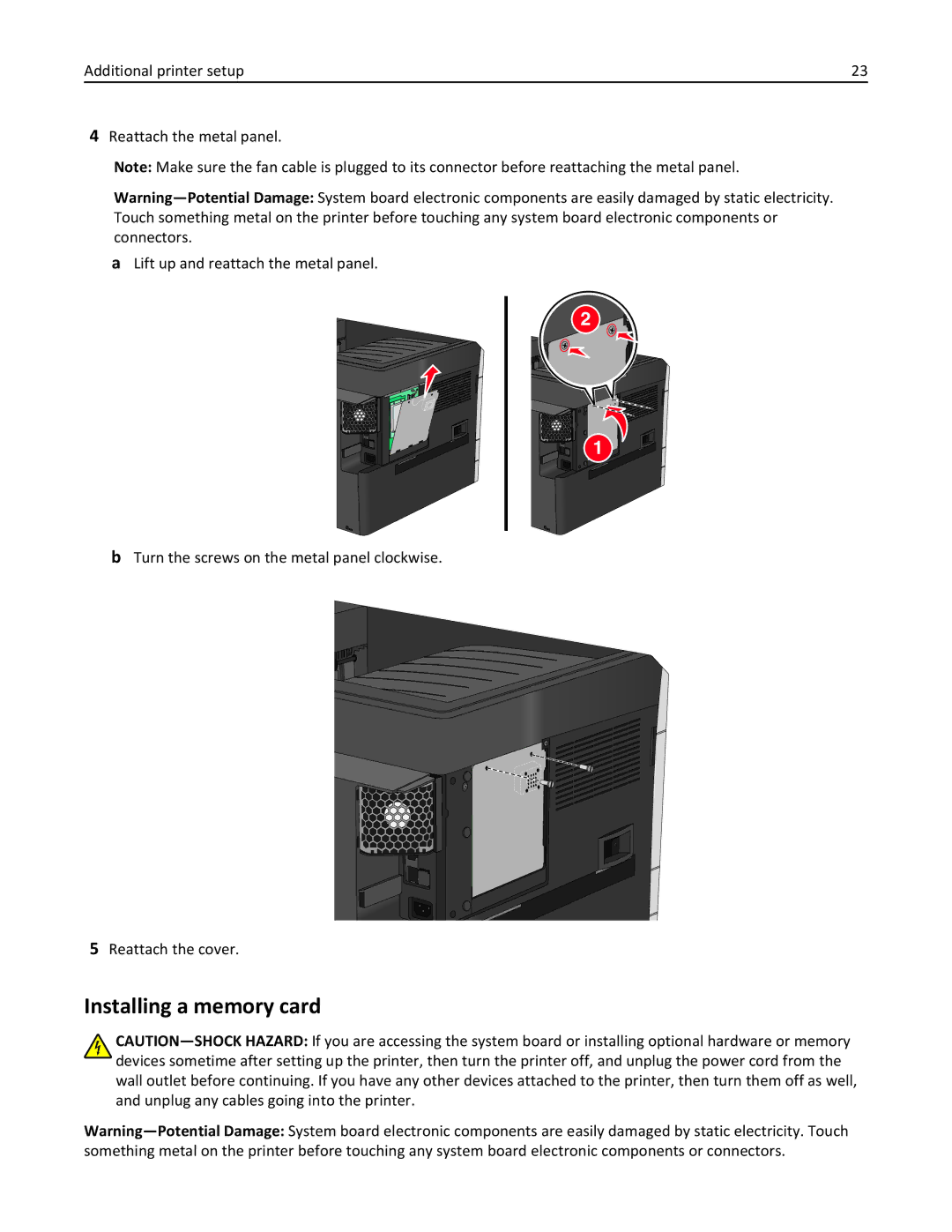 Lexmark 030, C925, 24Z0000 manual Installing a memory card 