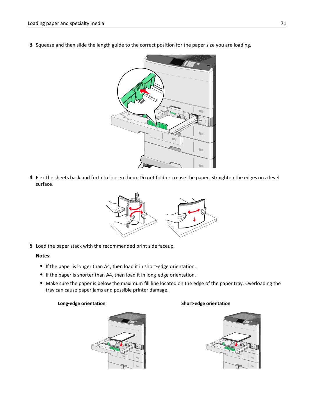 Lexmark 030, C925, 24Z0000 manual Long ‑edge orientation Short ‑edge orientation 