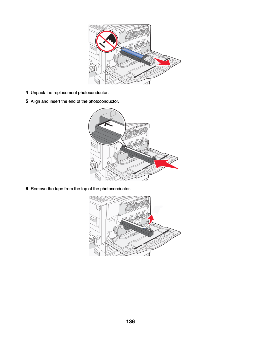 Lexmark C935 manual Unpack the replacement photoconductor, Align and insert the end of the photoconductor 