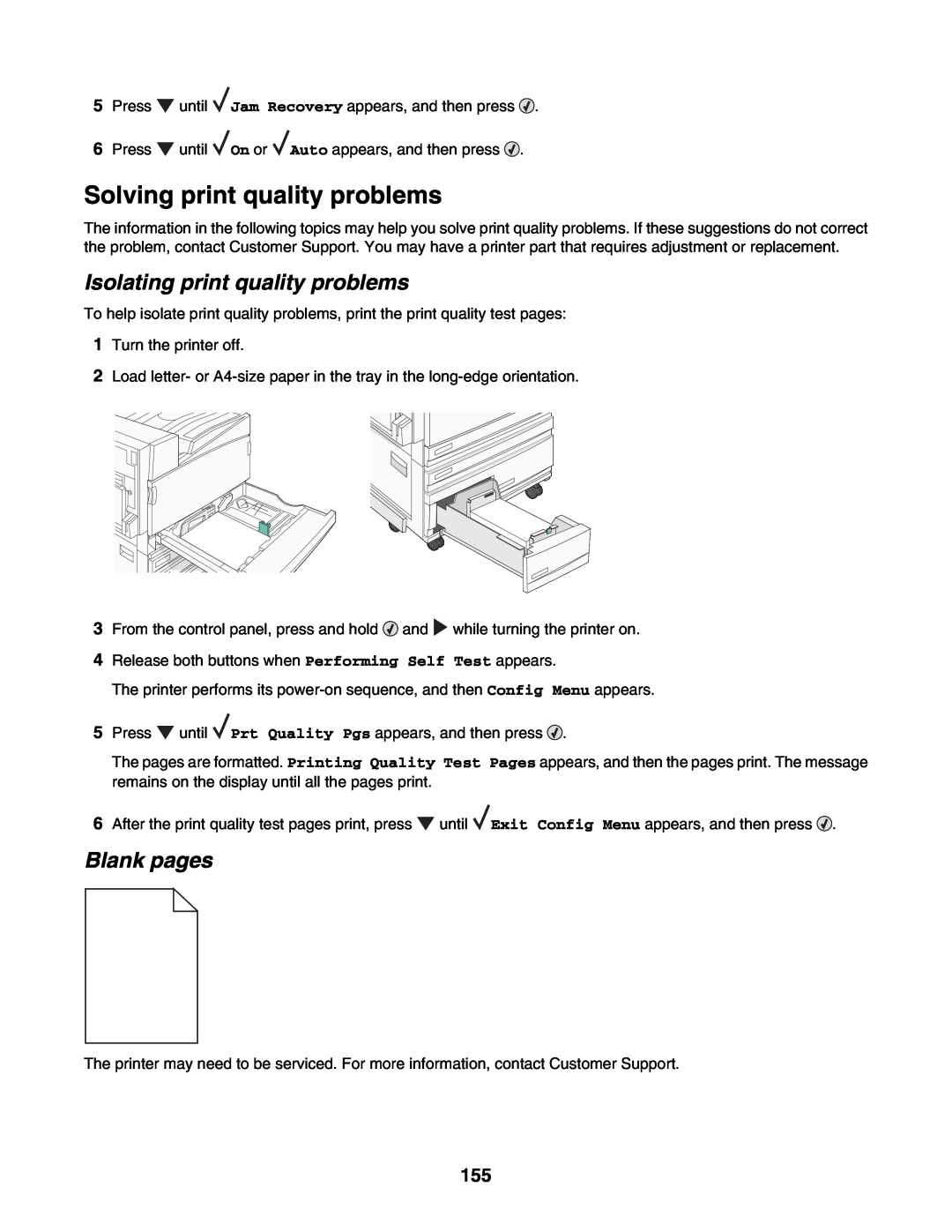 Lexmark C935 manual Solving print quality problems, Isolating print quality problems, Blank pages 