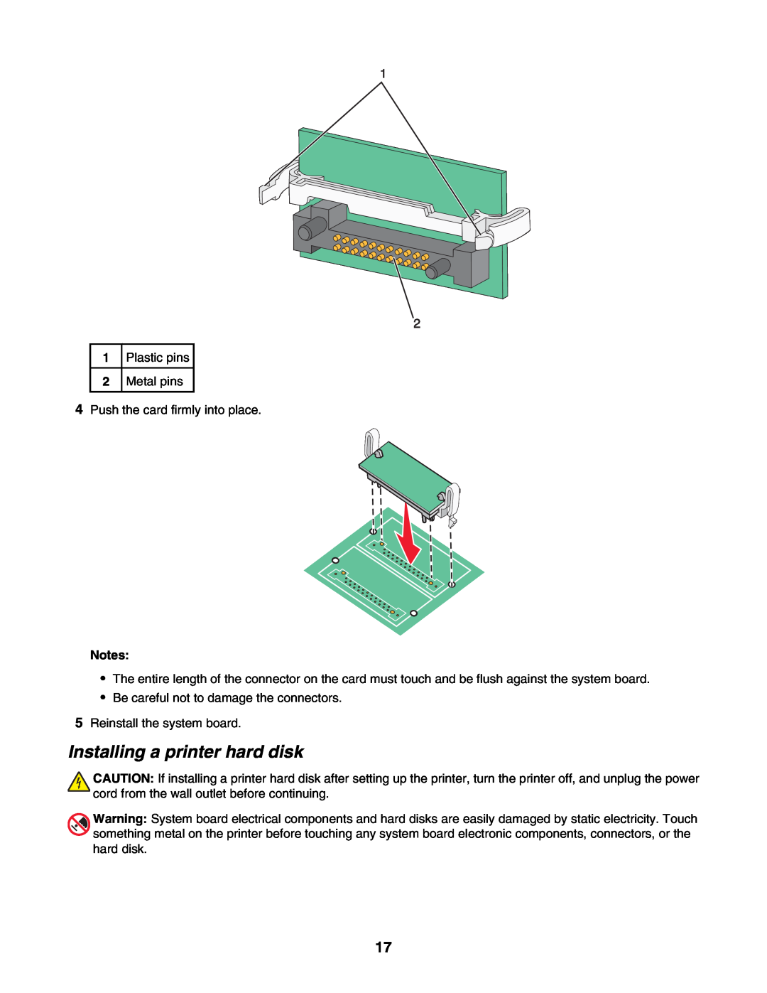 Lexmark C935 manual Installing a printer hard disk 