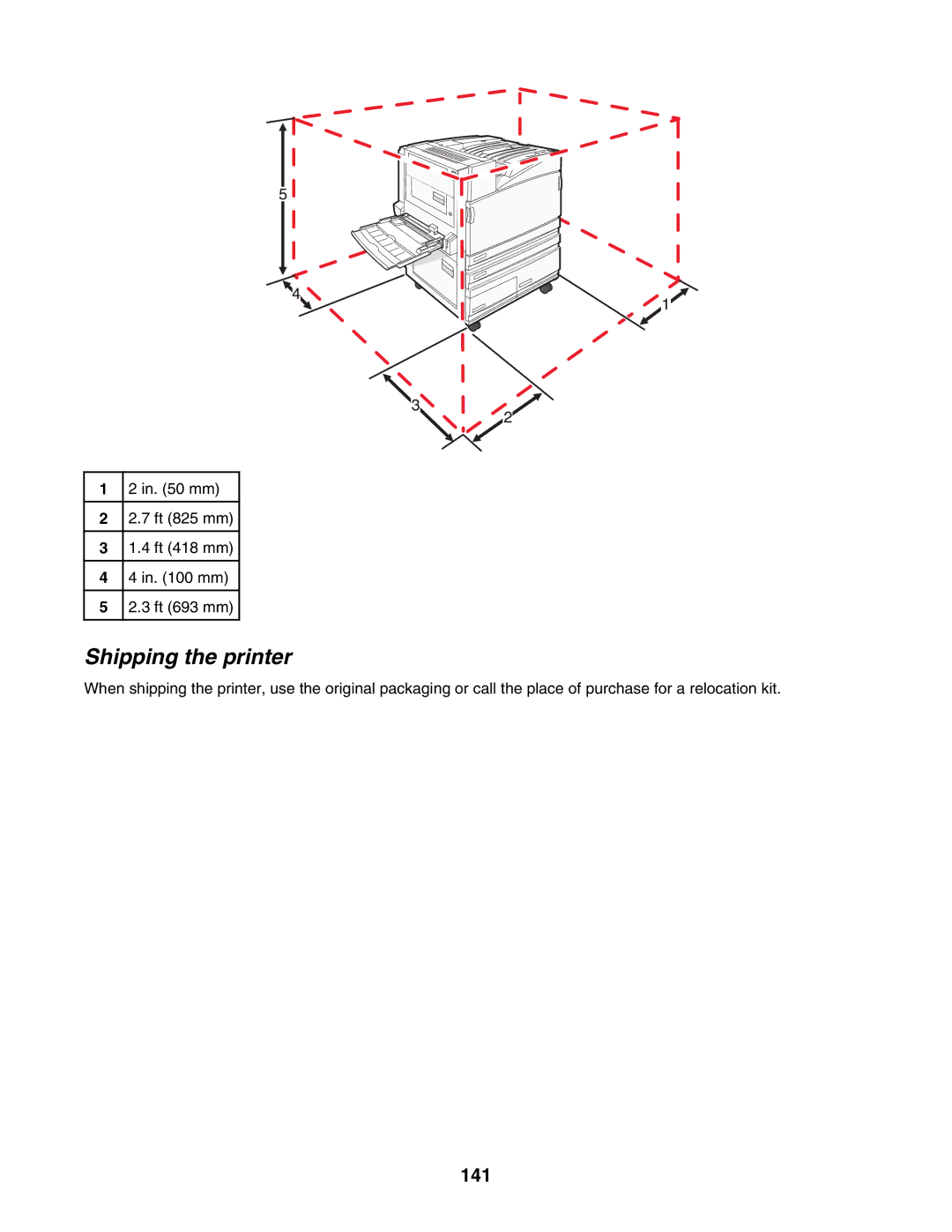 Lexmark C935 manual Shipping the printer, 141 