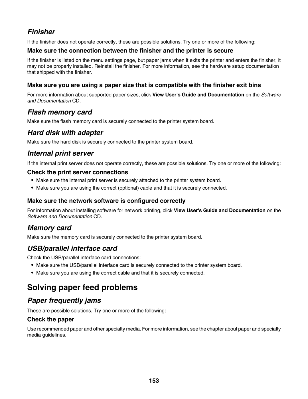 Lexmark C935 manual Solving paper feed problems 