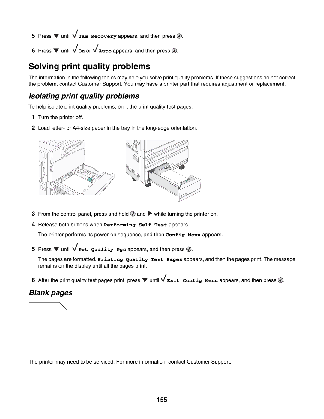 Lexmark C935 manual Solving print quality problems, Isolating print quality problems, Blank pages, 155 