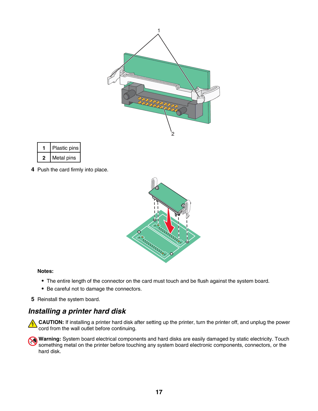 Lexmark C935 manual Installing a printer hard disk 